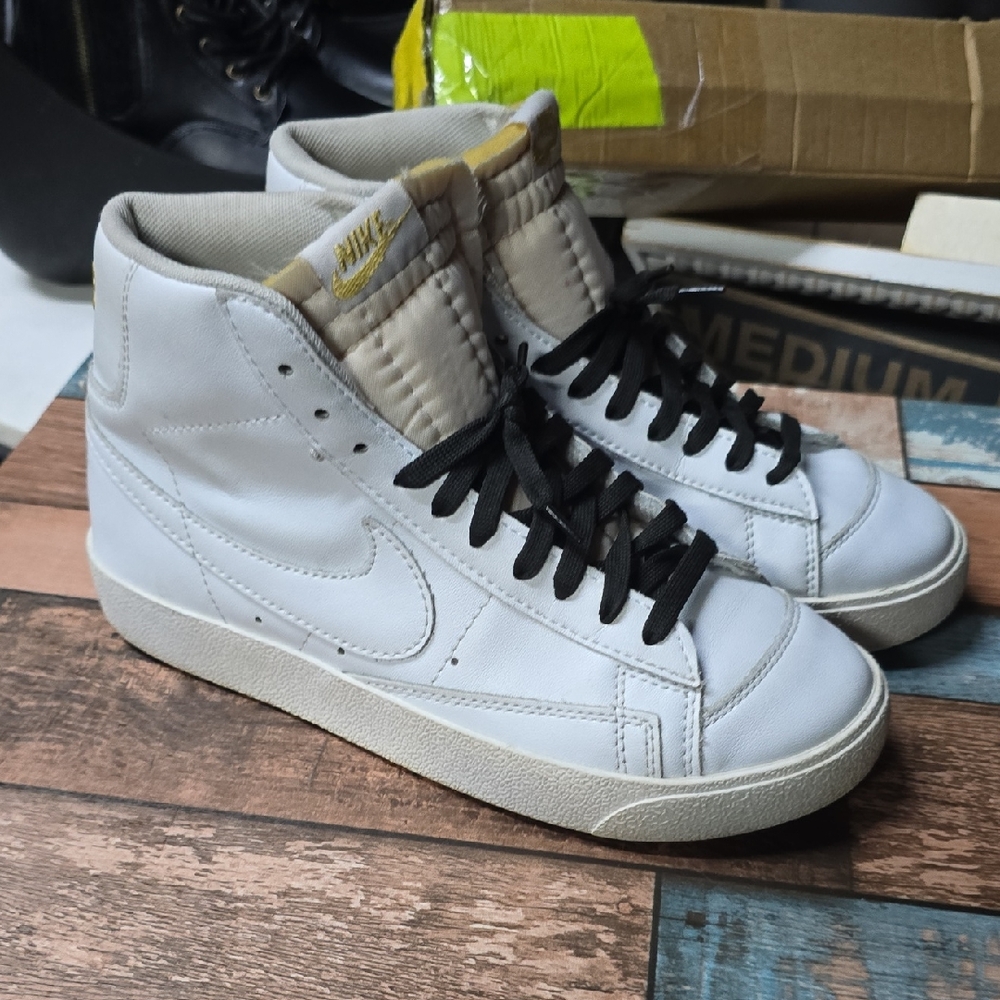 Nike White and Black High-Top Sneakers